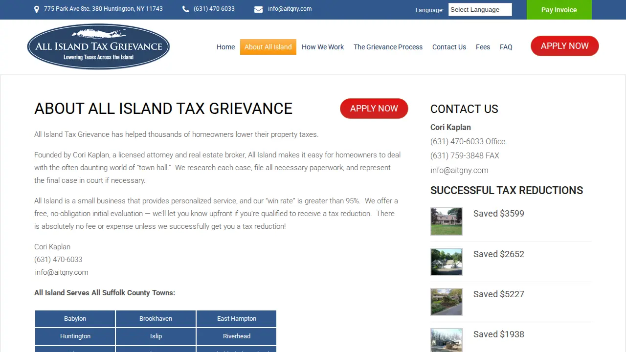All Island Tax Grievance page