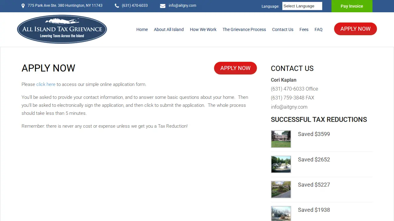 All Island Tax Grievance page