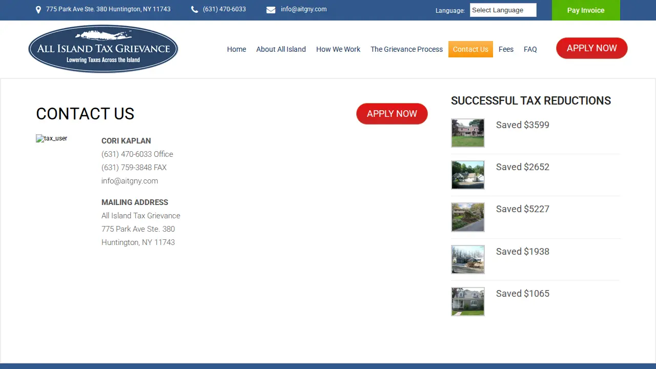 All Island Tax Grievance page