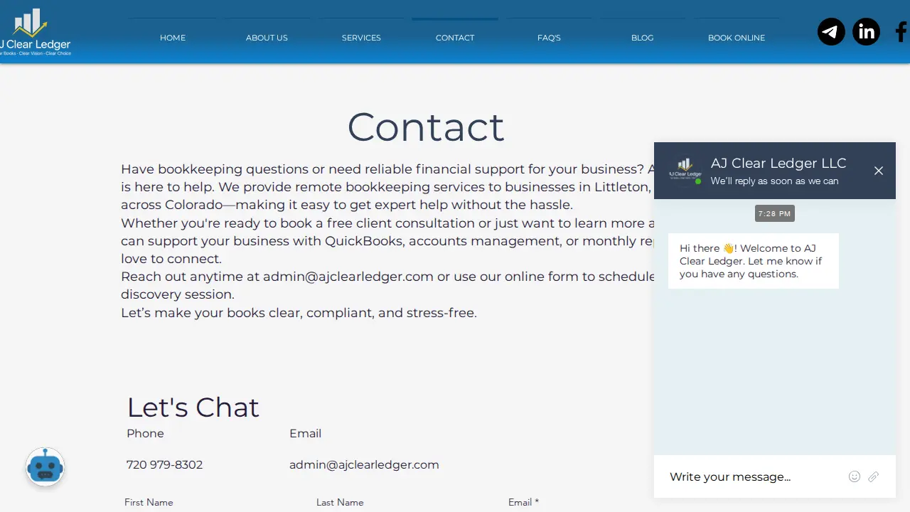 AJ Clear Ledger page