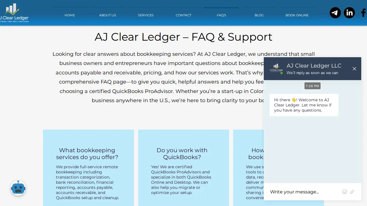 AJ Clear Ledger page