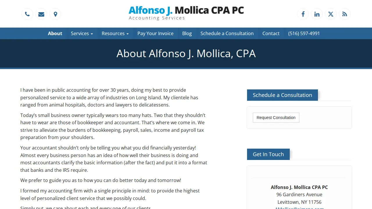 Alfonso J. Mollica CPA, PC page