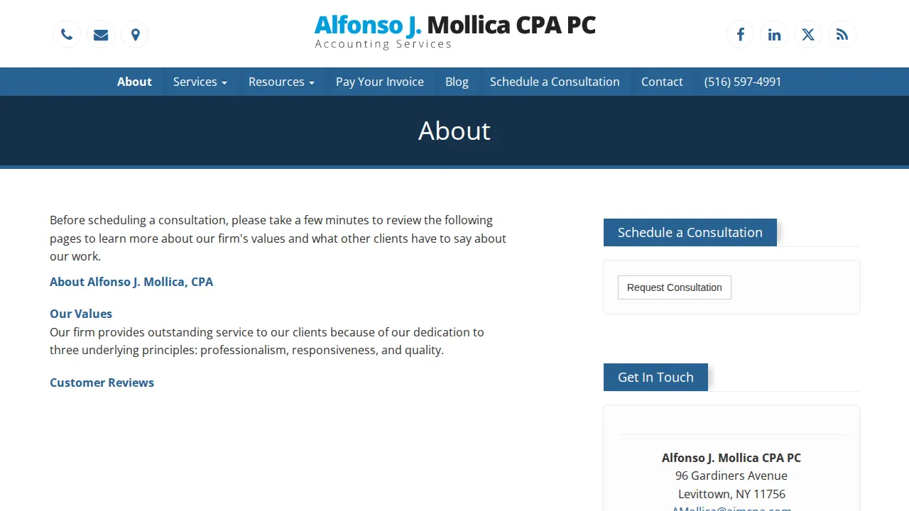 Alfonso J. Mollica CPA, PC page
