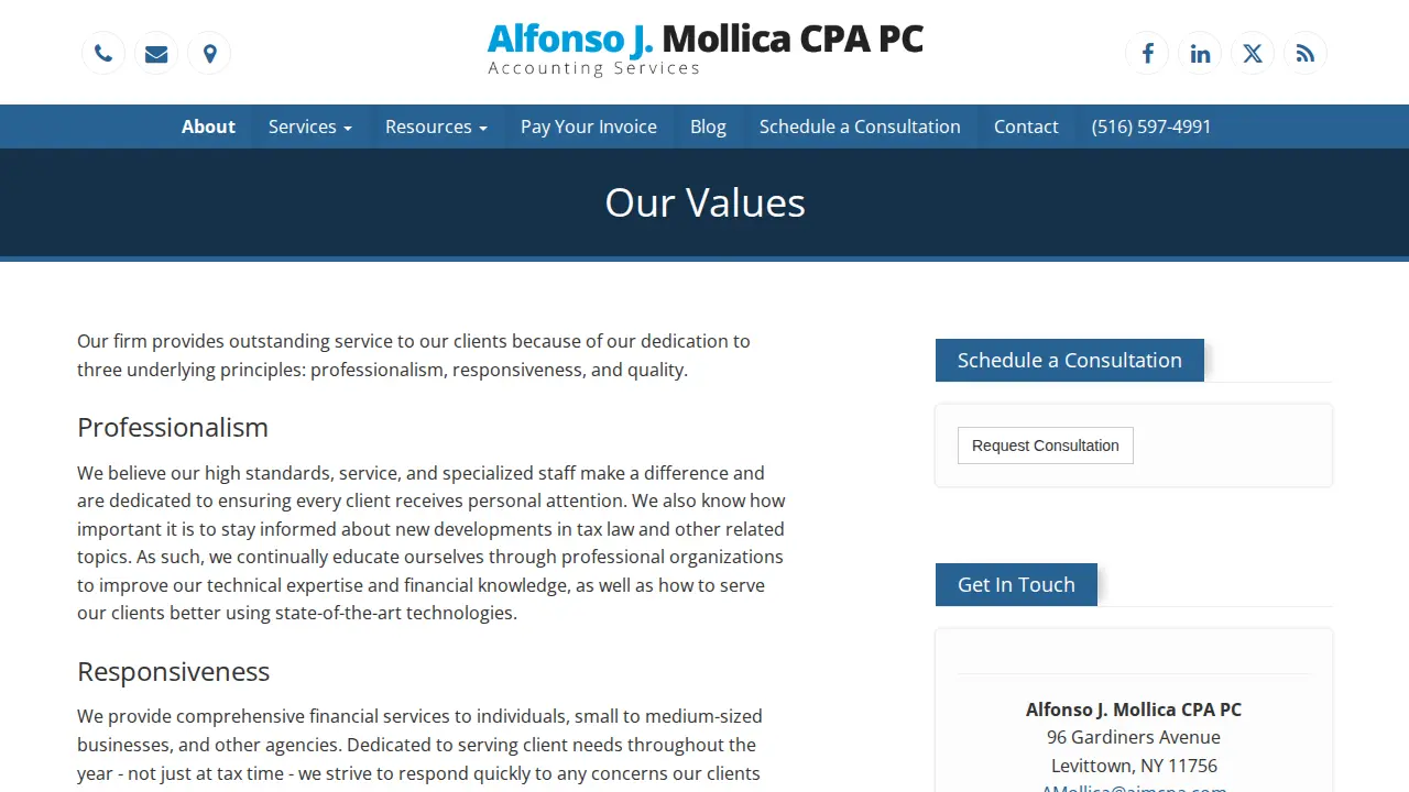Alfonso J. Mollica CPA, PC page