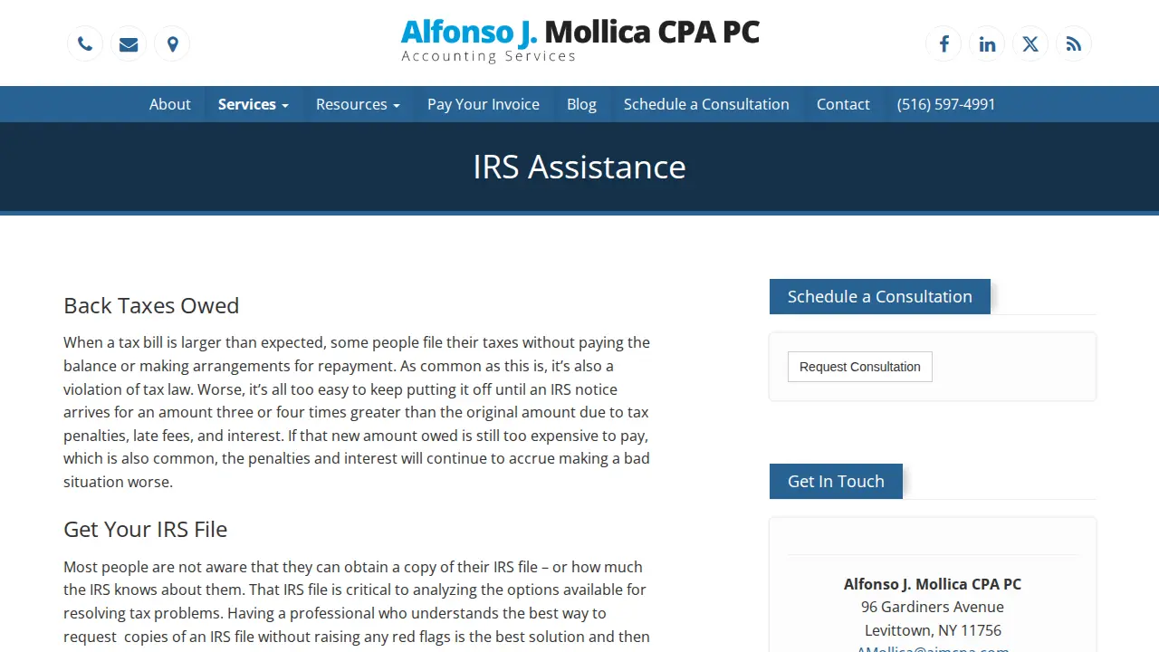 Alfonso J. Mollica CPA, PC page