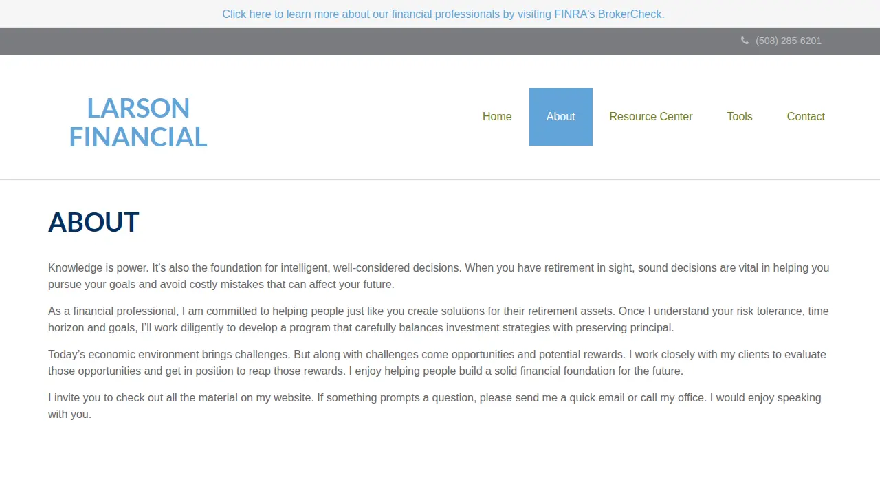 Larson Financial page