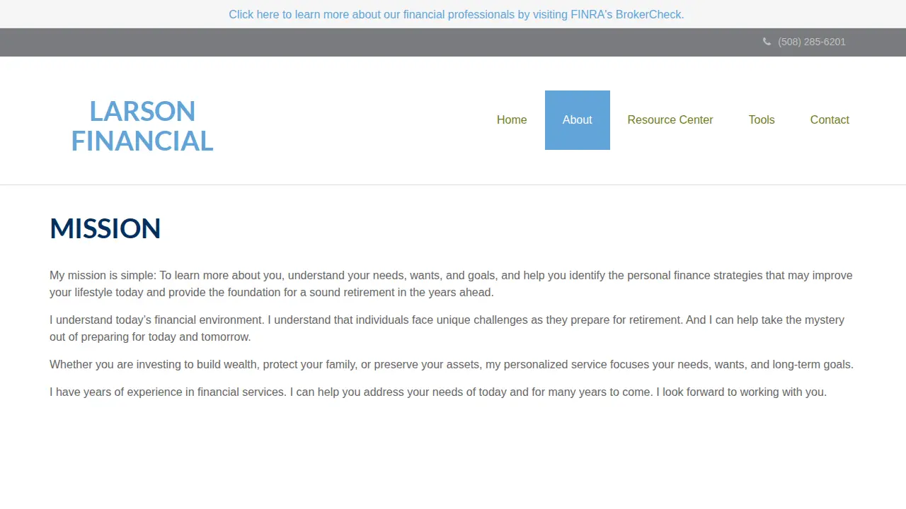 Larson Financial page