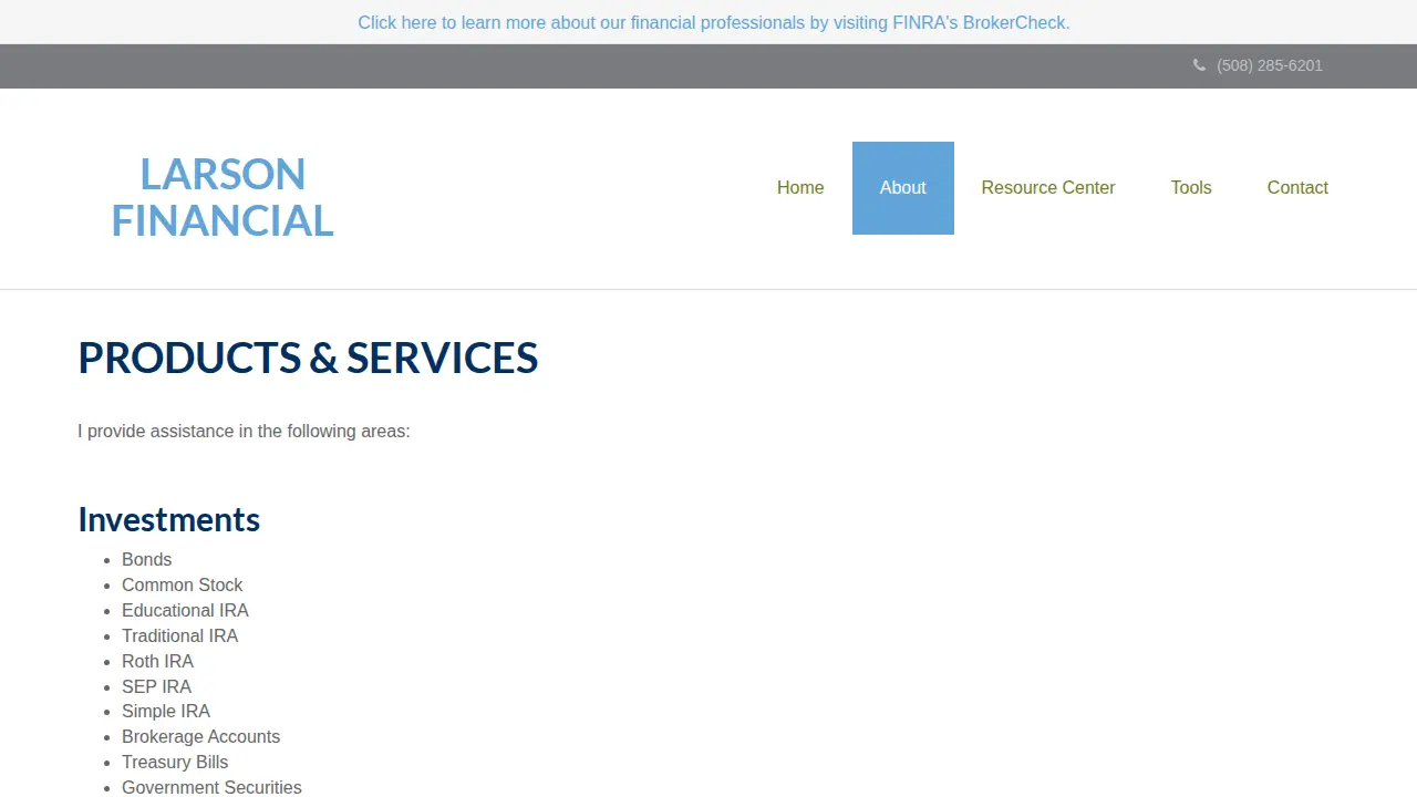 Larson Financial page