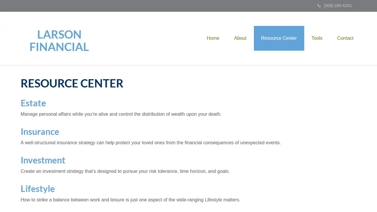 Larson Financial page