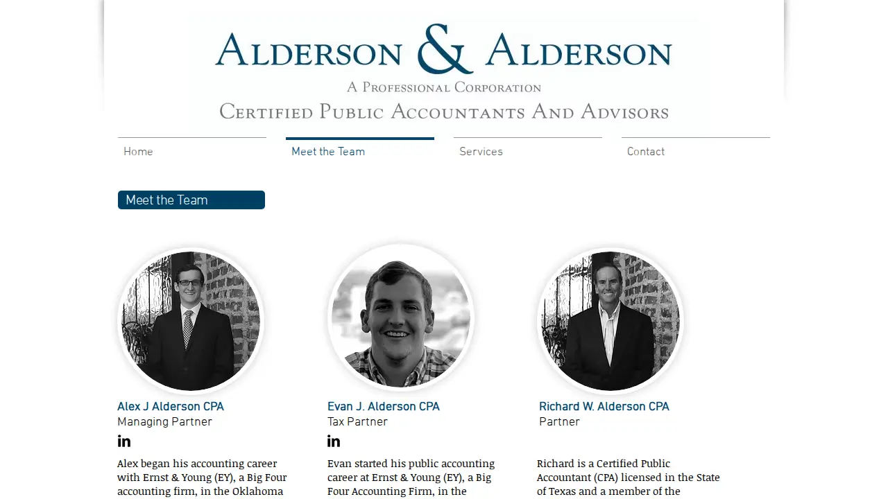 Alderson and Alderson, CPAs and Advisors page