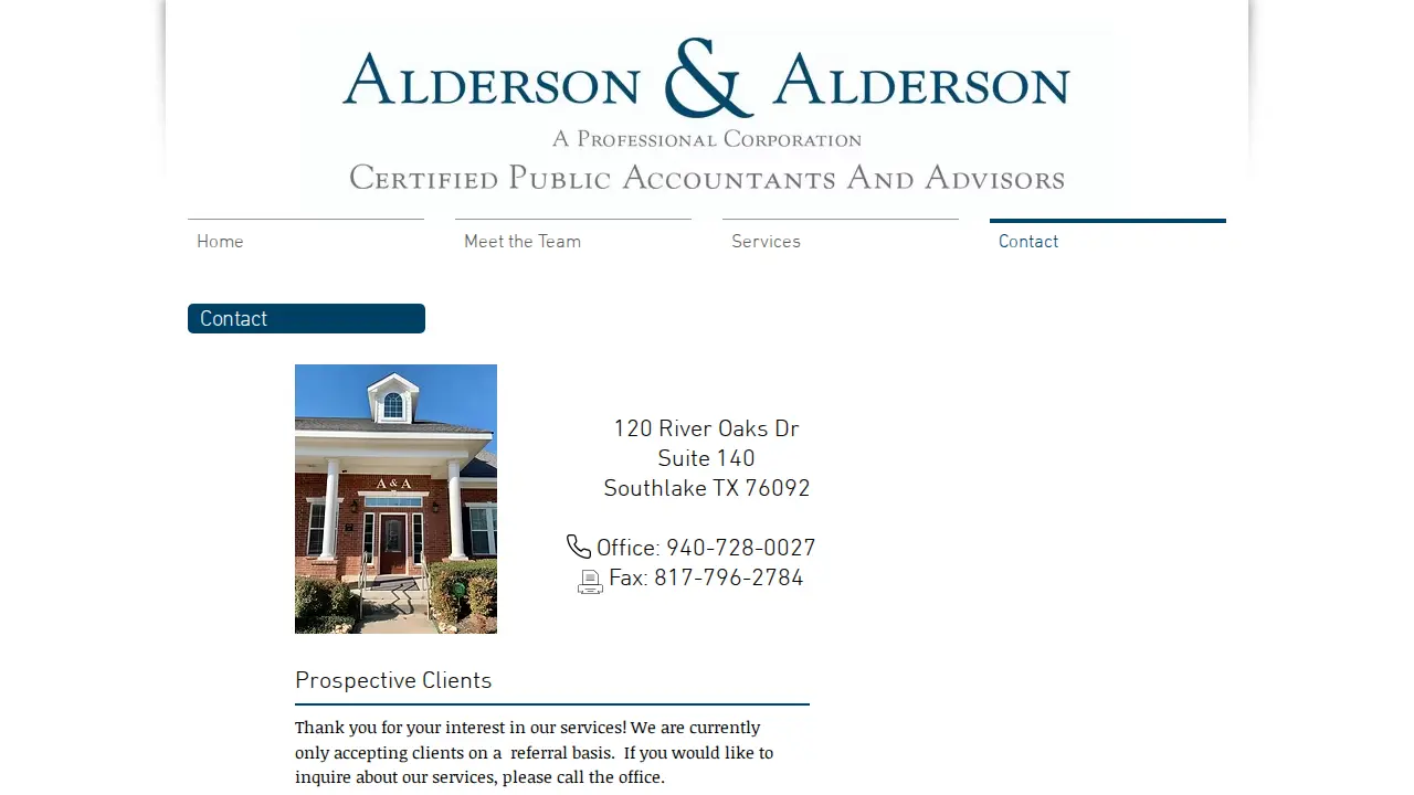 Alderson and Alderson, CPAs and Advisors page