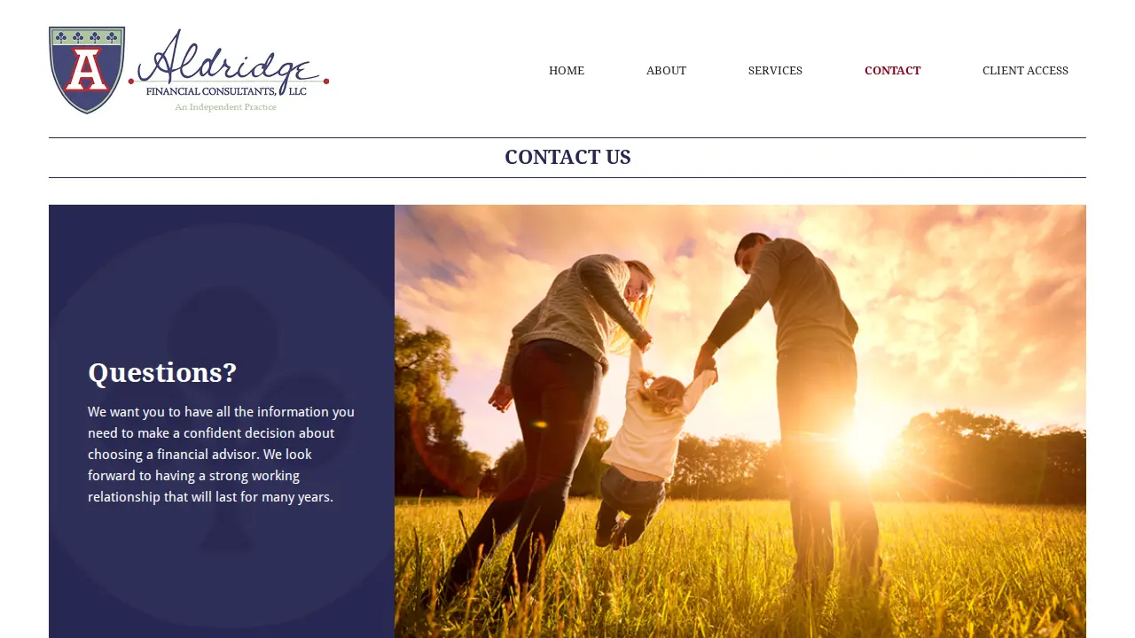 Aldridge Financial Consultants page