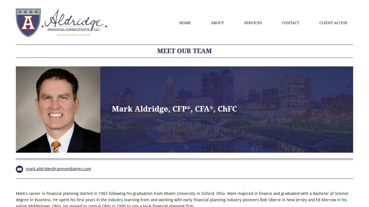 Aldridge Financial Consultants page