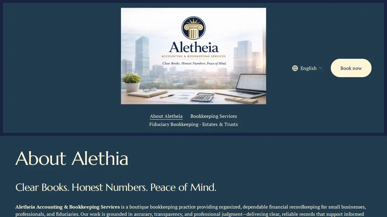 Aletheia Accounting & Bookkeeping Services page