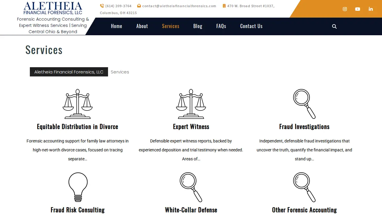 Aletheia Financial Forensics, LLC page