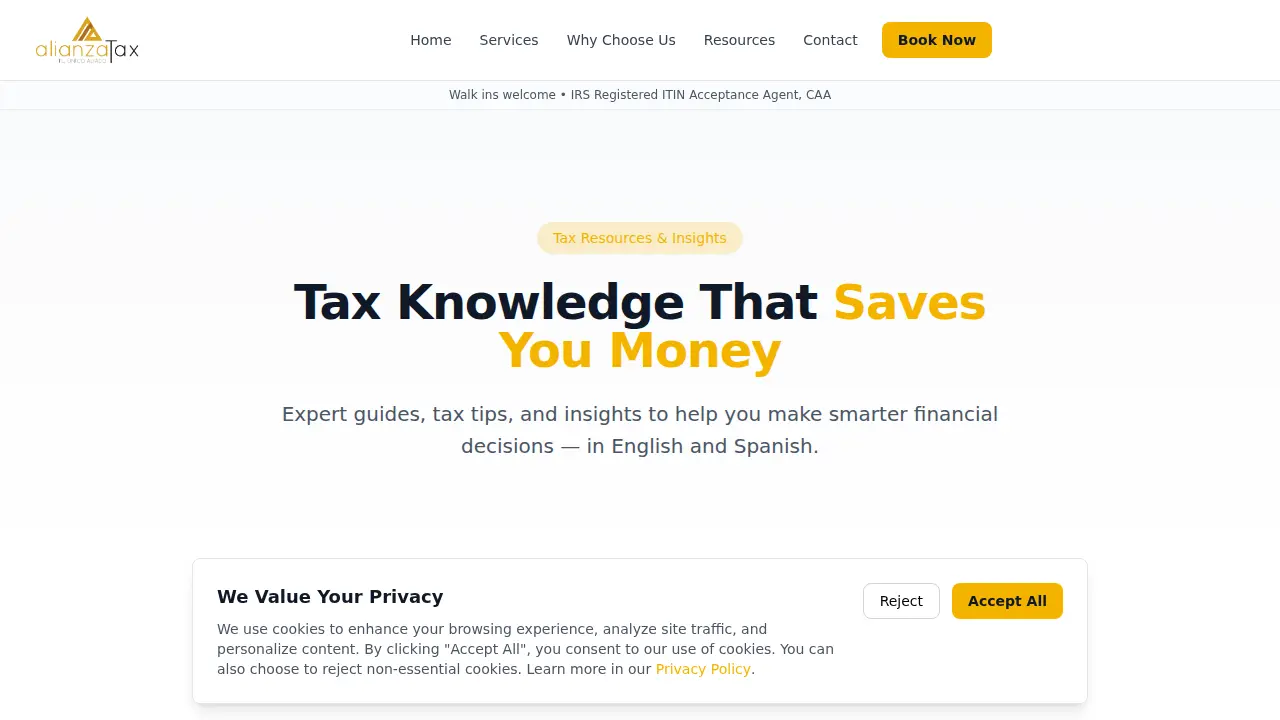 Alianza Tax page