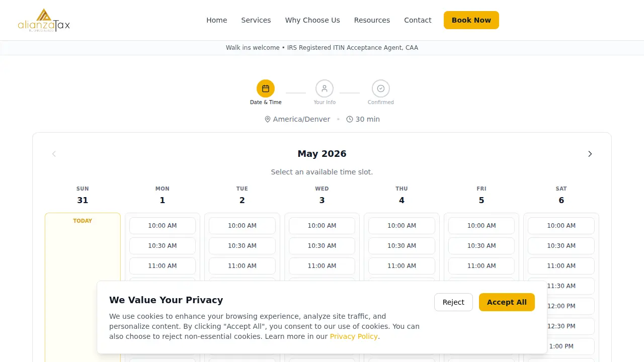 Alianza Tax page
