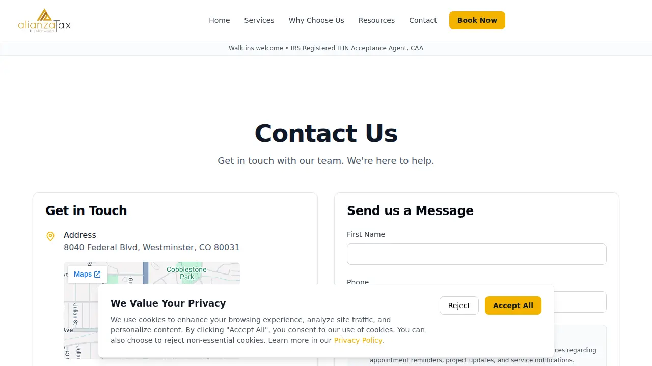 Alianza Tax page