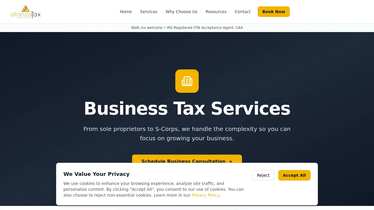 Alianza Tax page