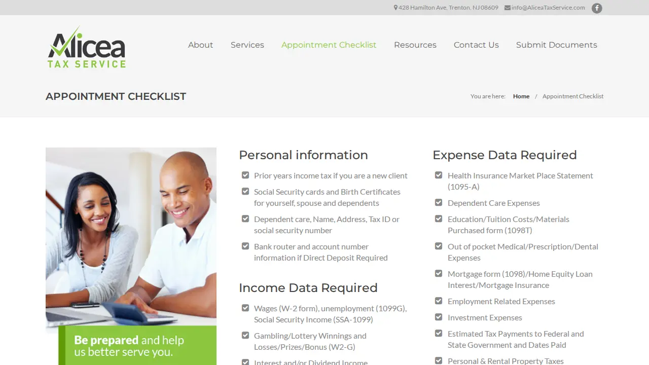 Alicea Tax Services page