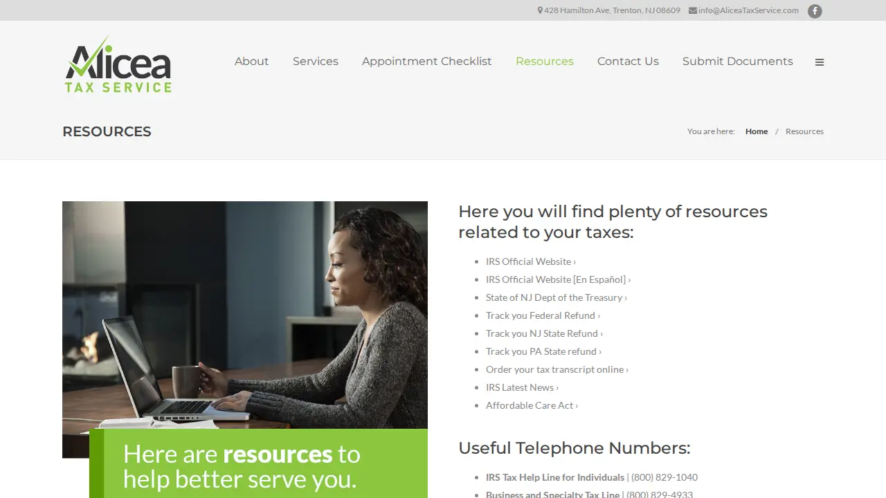Alicea Tax Services page