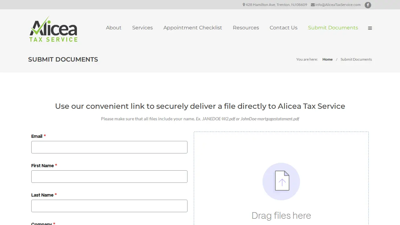 Alicea Tax Services page