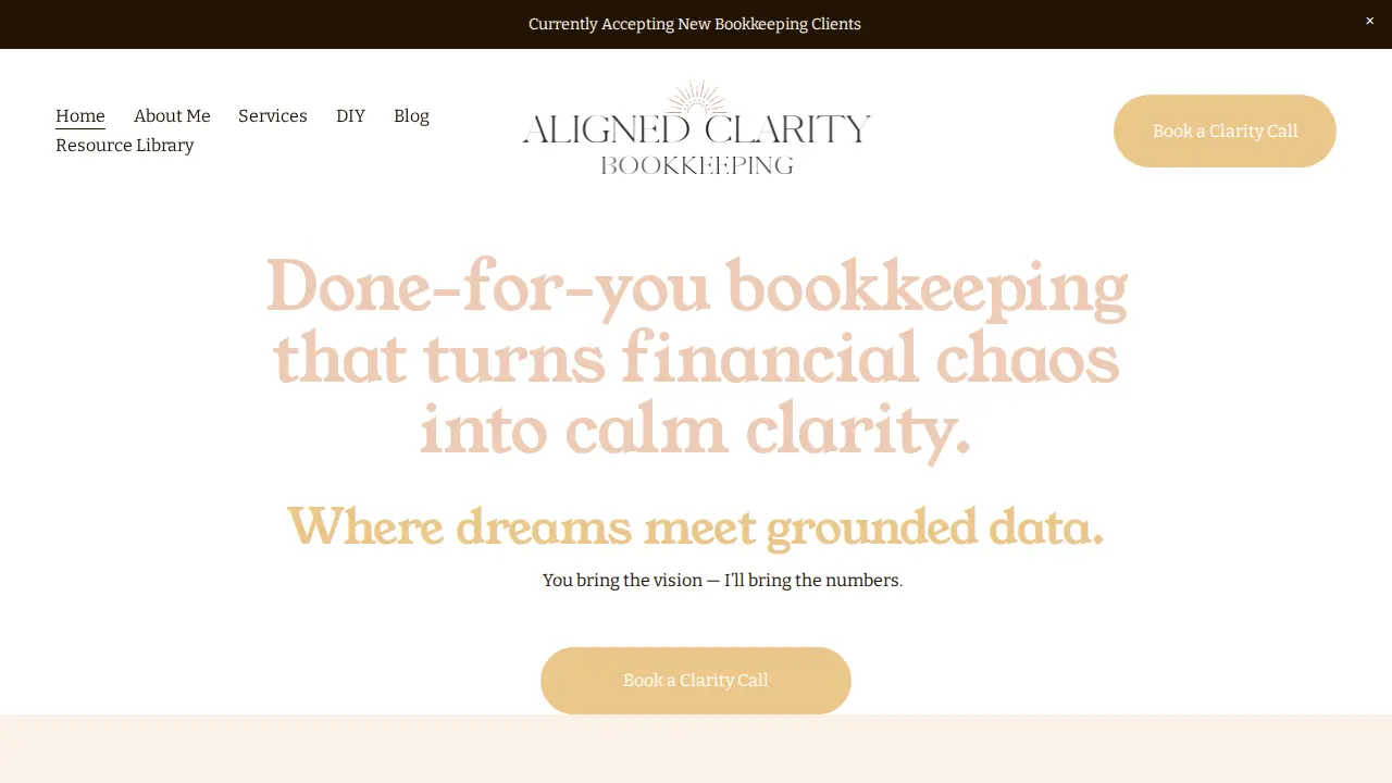 Aligned Clarity Bookkeeping website