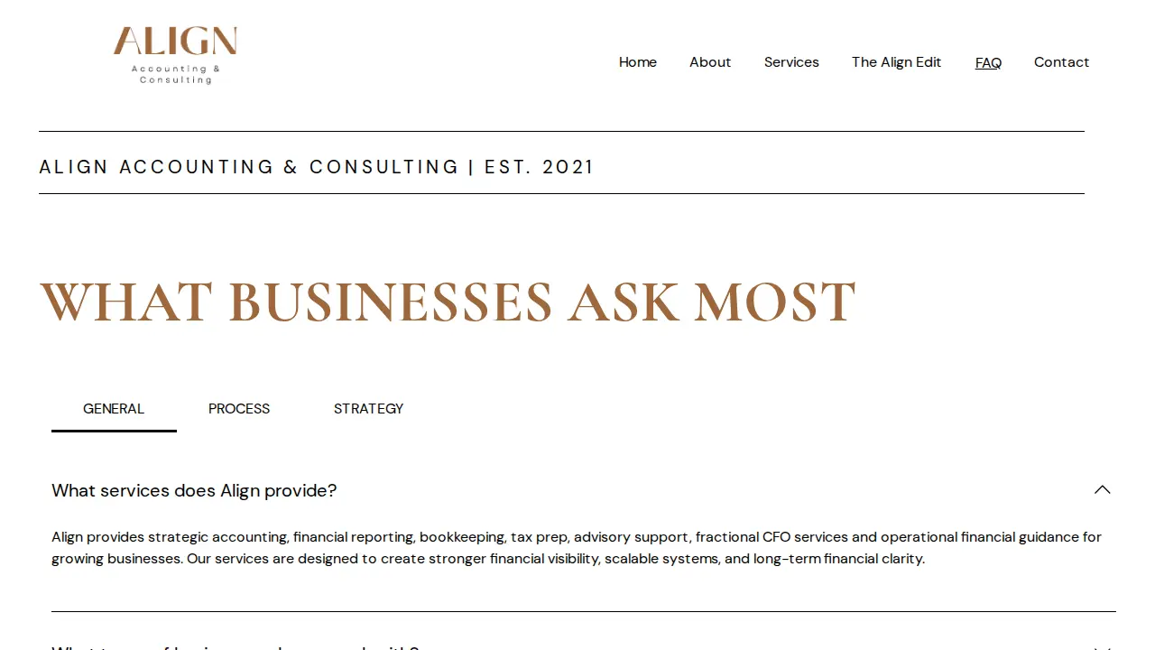 Align Accounting page