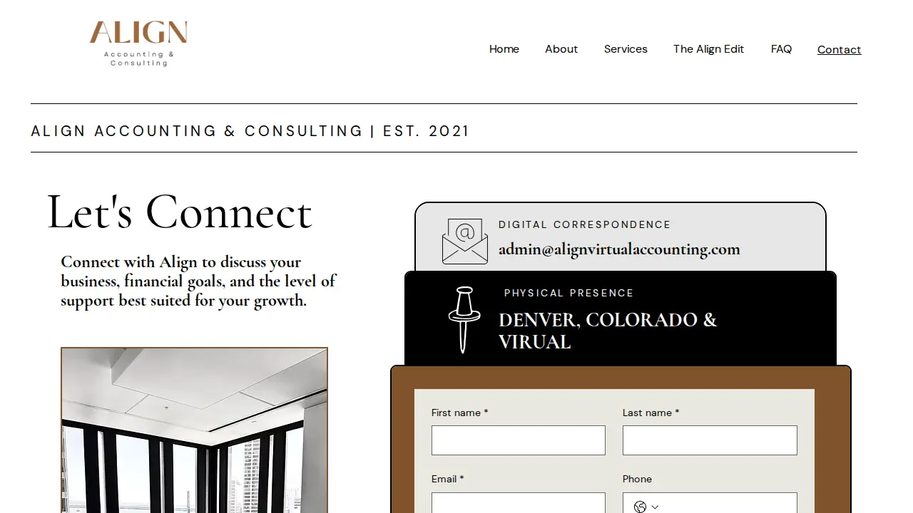 Align Accounting page