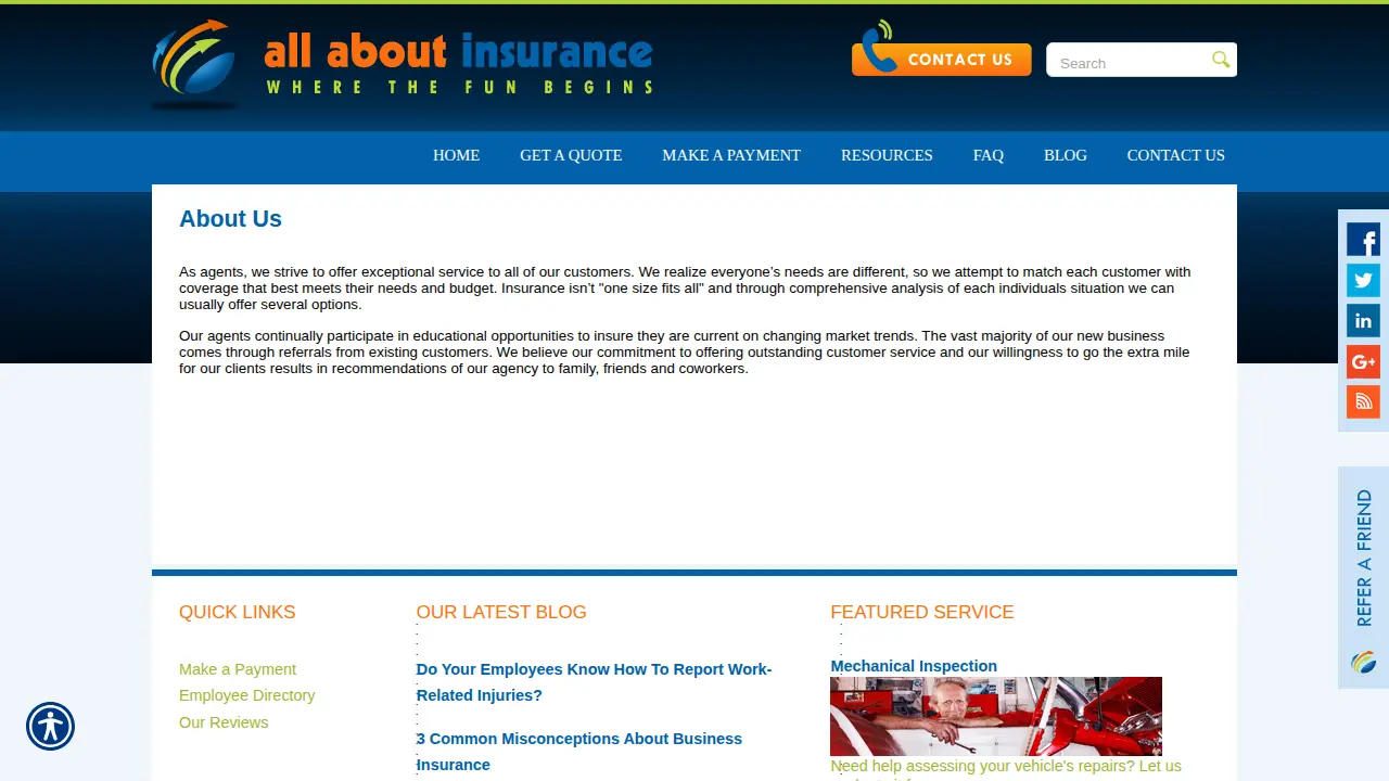 All About Insurance, Inc. page
