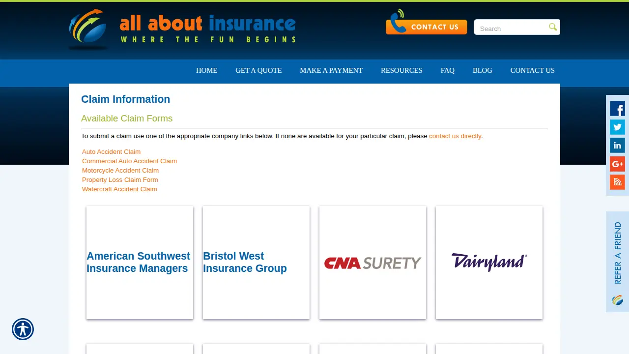 All About Insurance, Inc. page