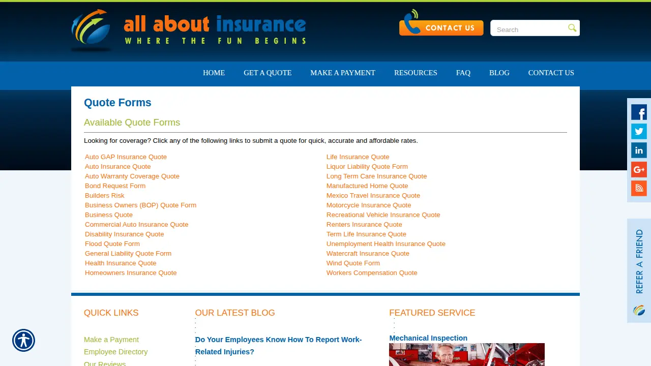 All About Insurance, Inc. page
