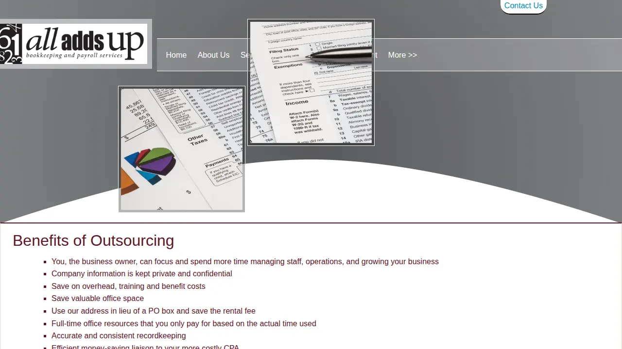 All Adds Up Bookkeeping & Payroll Services page