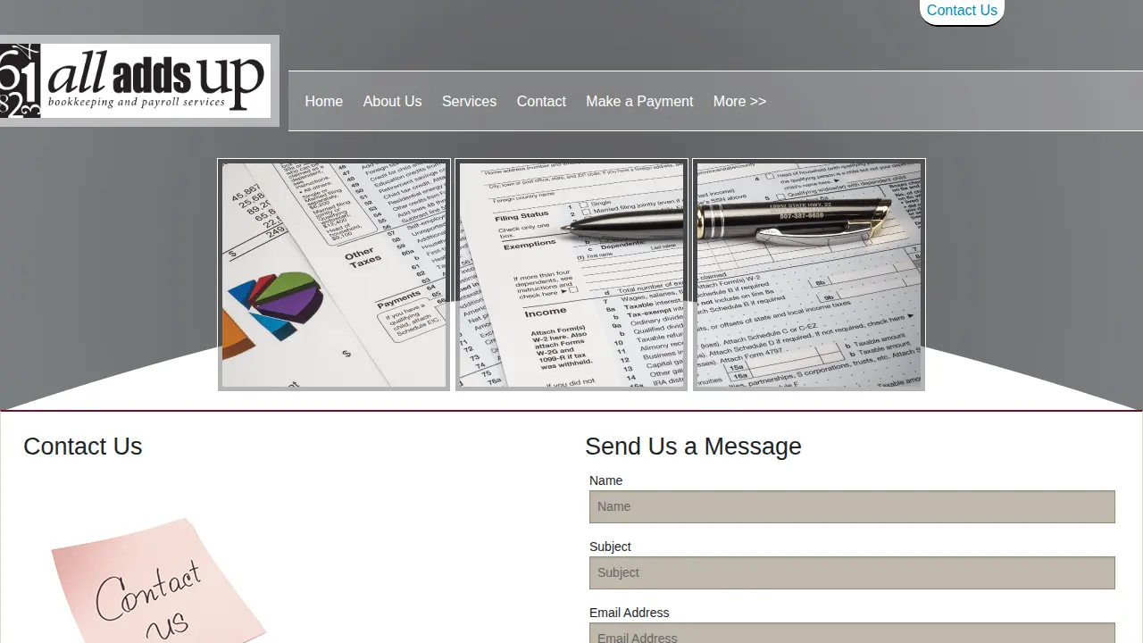 All Adds Up Bookkeeping & Payroll Services page