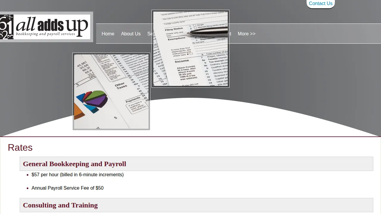 All Adds Up Bookkeeping & Payroll Services page