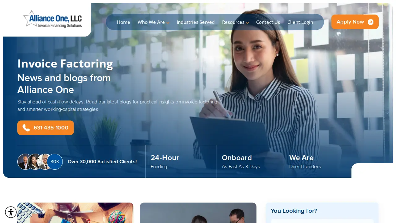 Alliance One - Invoice Factoring page