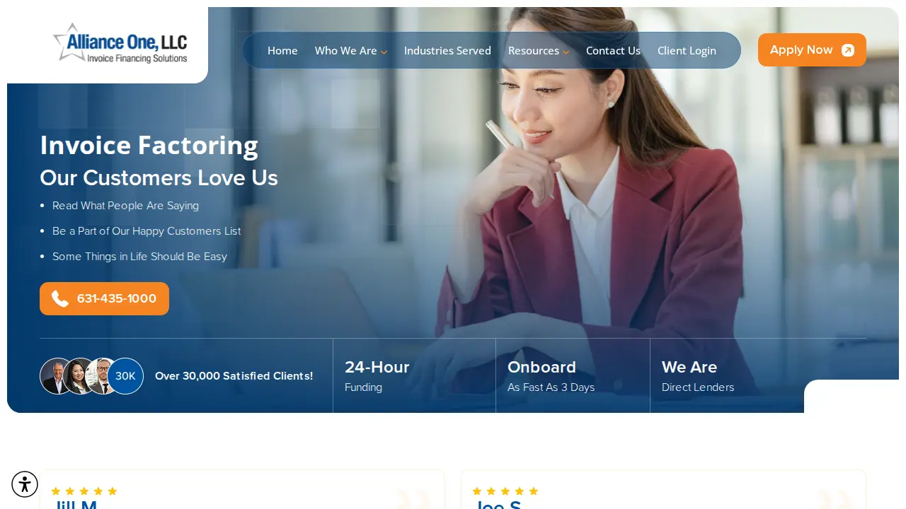 Alliance One - Invoice Factoring page