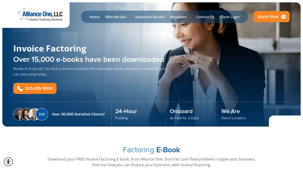 Alliance One - Invoice Factoring page