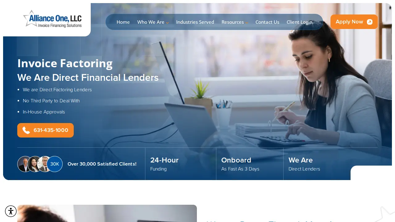Alliance One - Invoice Factoring page