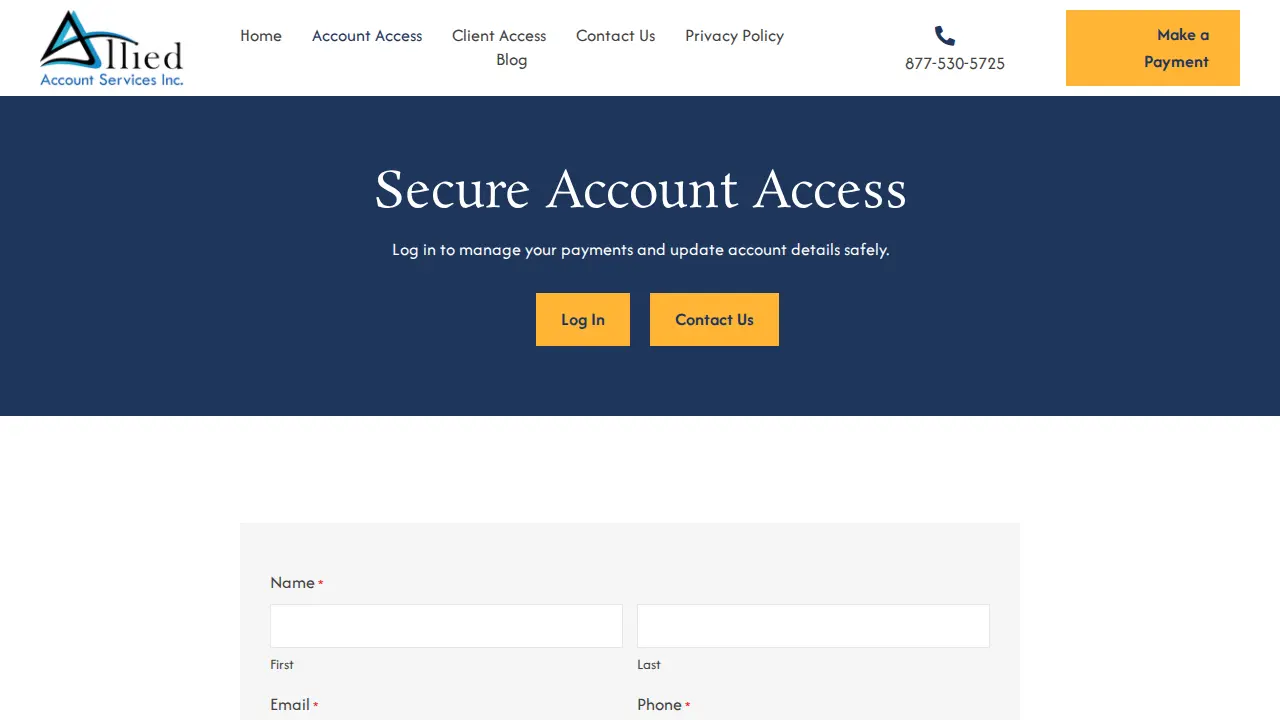 Allied Account Services page