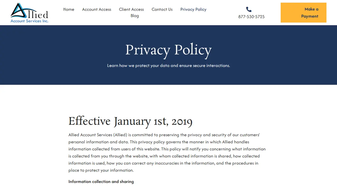 Allied Account Services page