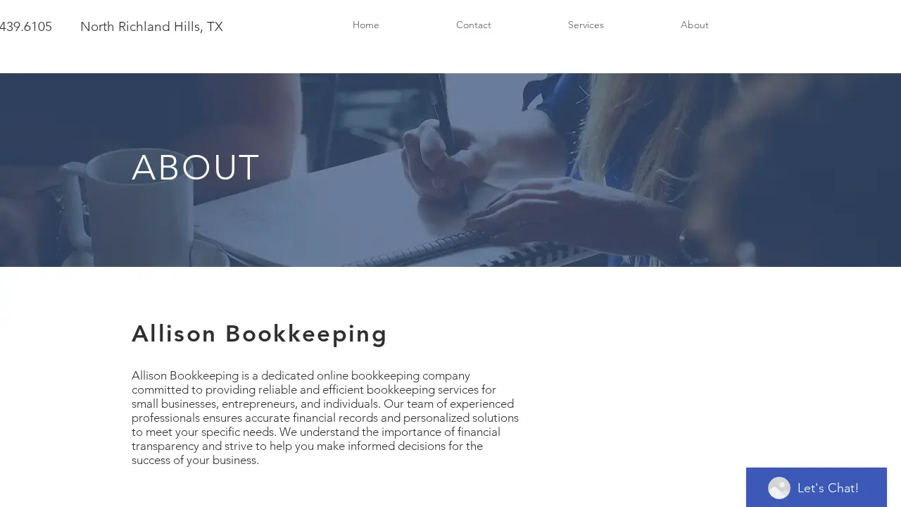 Allison Bookkeeping page