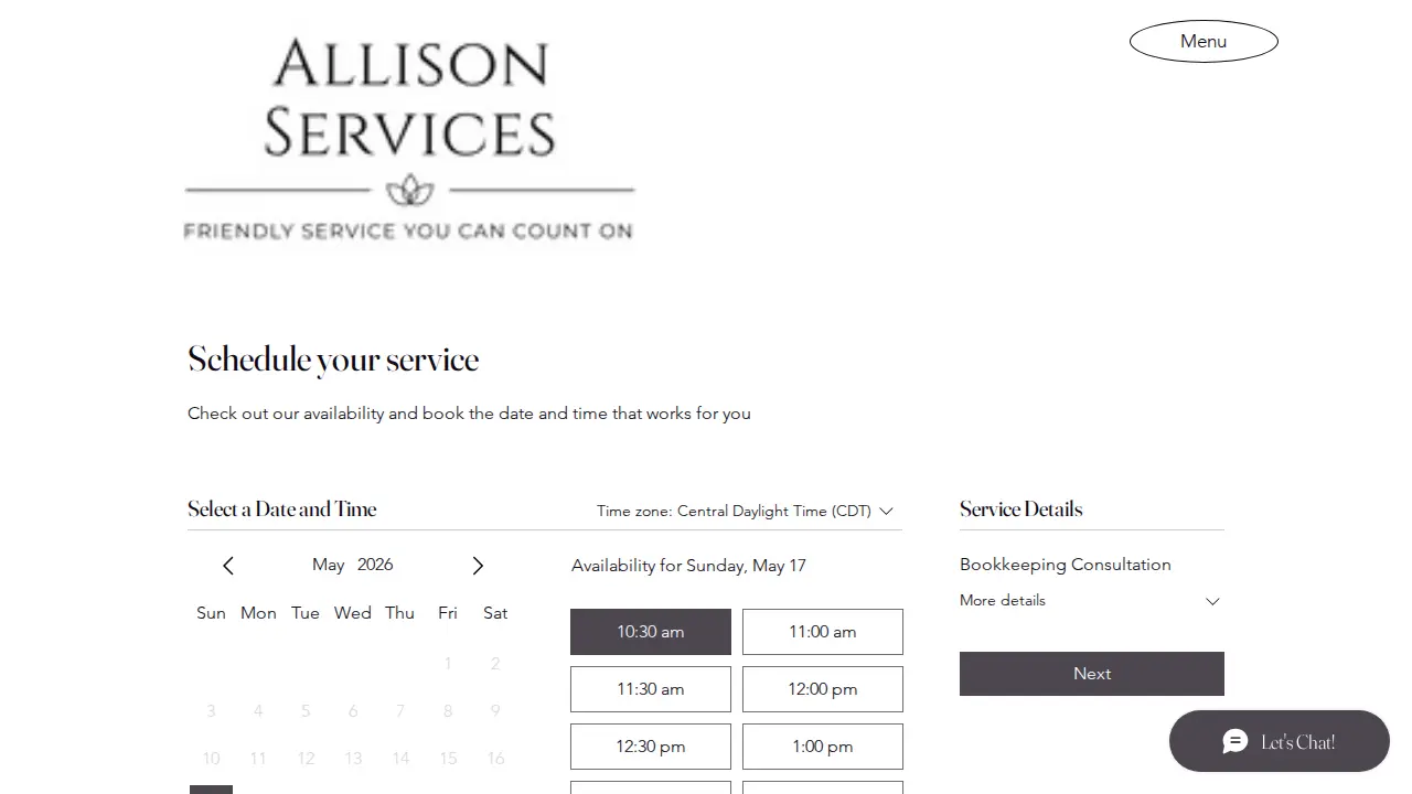 Allison Services page