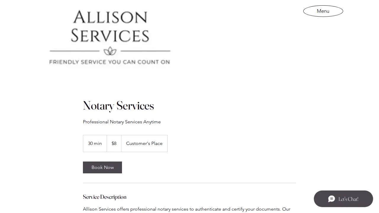 Allison Services page