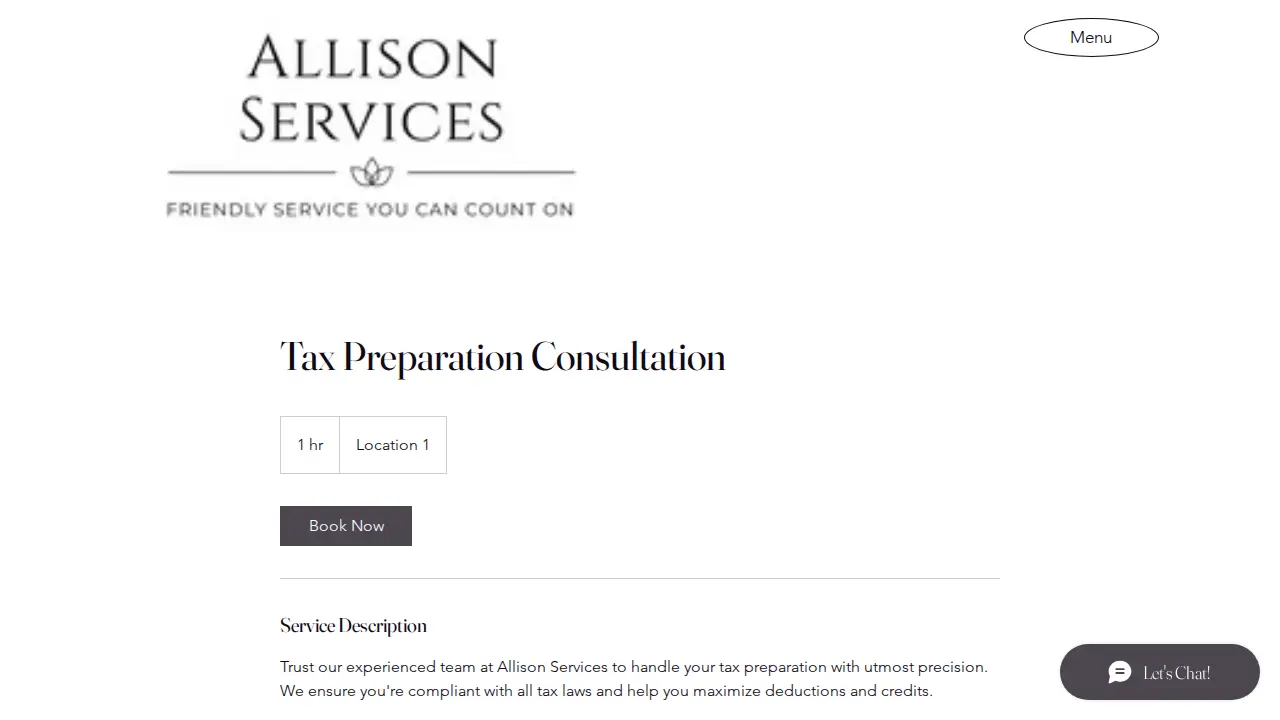 Allison Services page