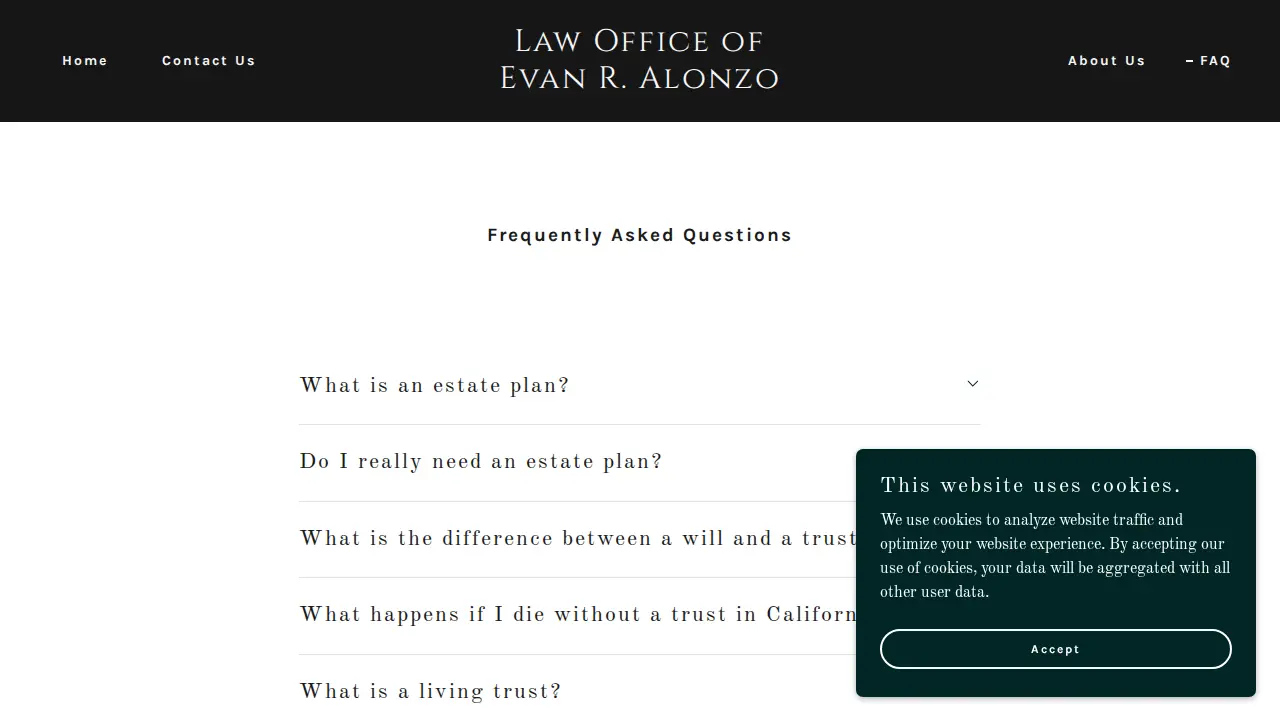 Law Office of Evan R. Alonzo page