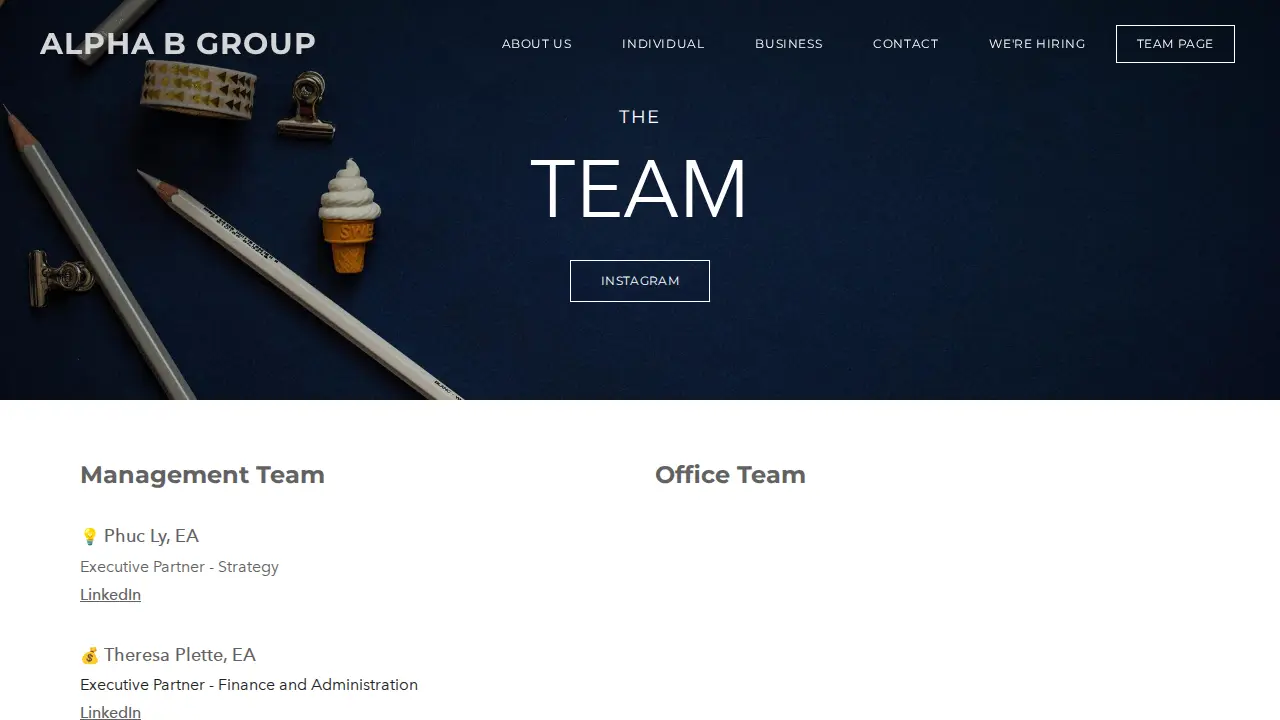 Alpha B Group page