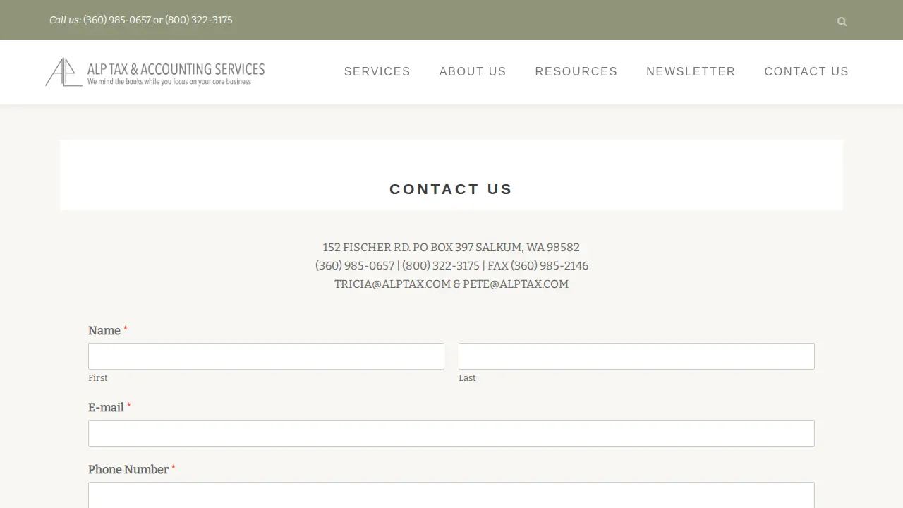 Alp Tax & Accounting Services page
