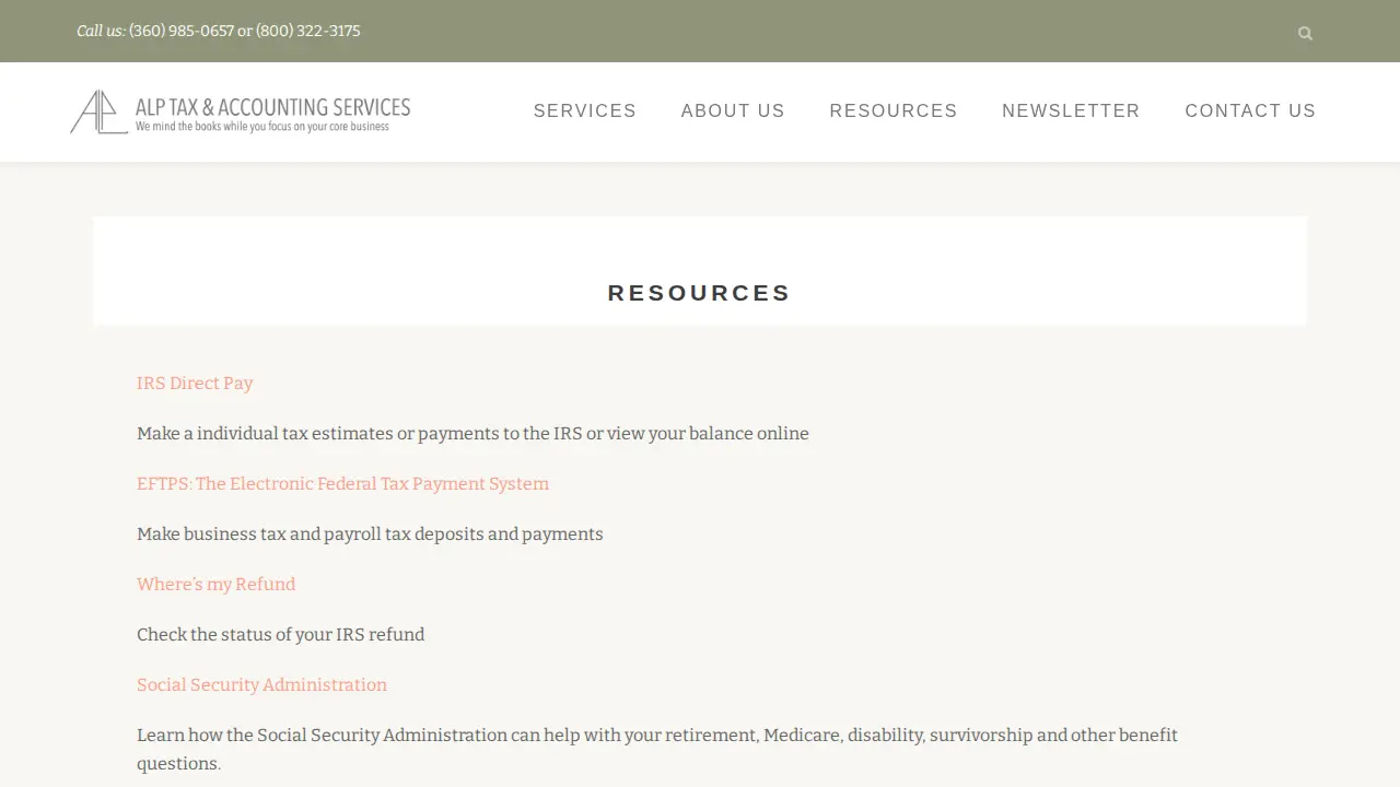 Alp Tax & Accounting Services page