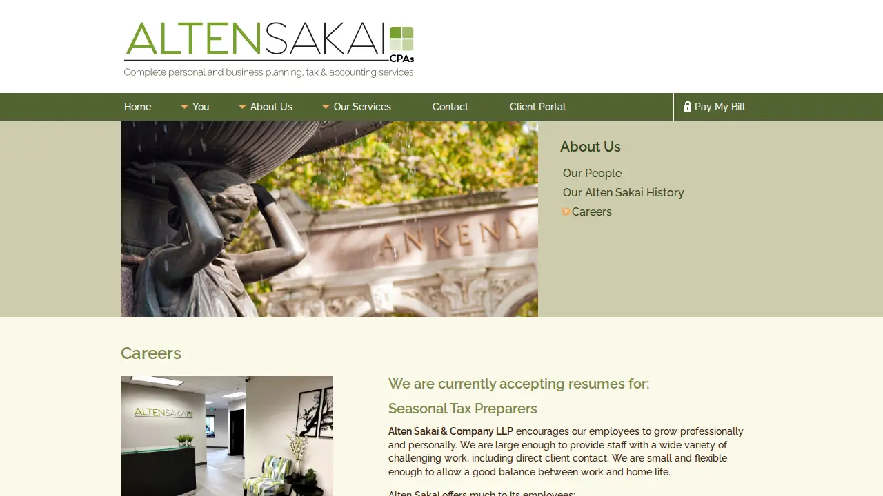 Alten Sakai CPAs, Complete Personal and Business Planning, Tax & Accounting Services page
